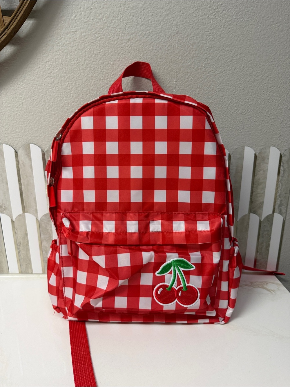 NWT Red Gingham Cherry Backpack